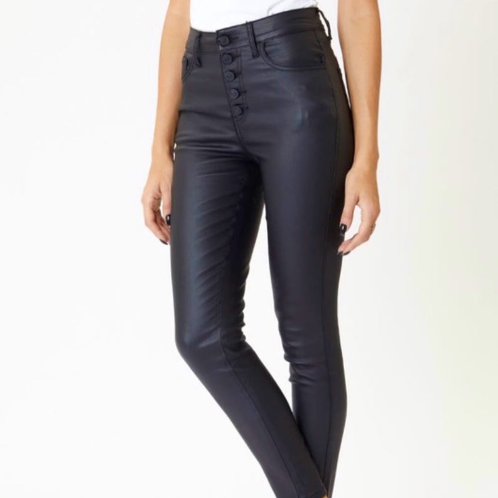 Black High Rise Leather Pants